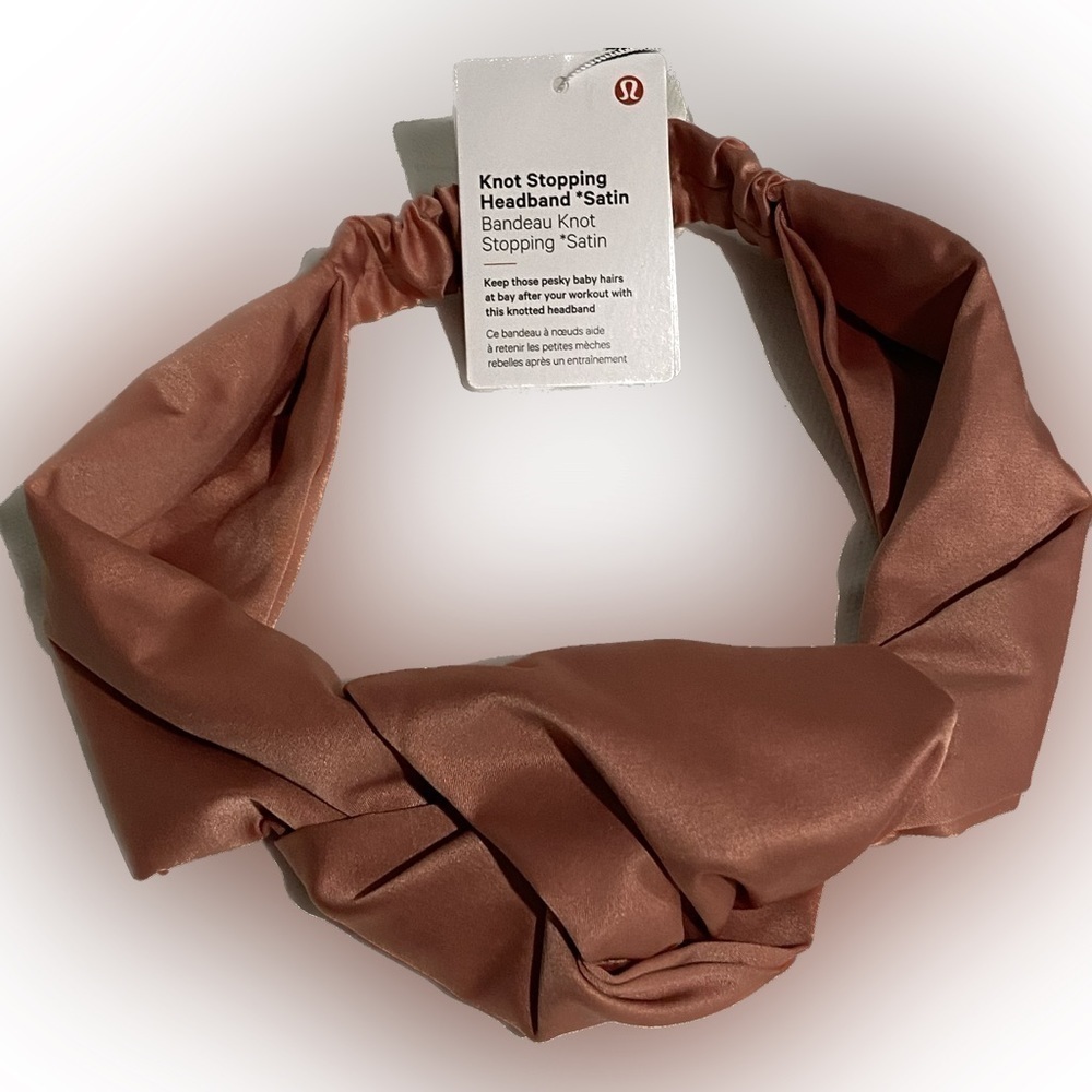 HOST PICK! 💎 Lululemon Dusty Rose Knot Stopping Headbands Satin - Picture 1 of 2
